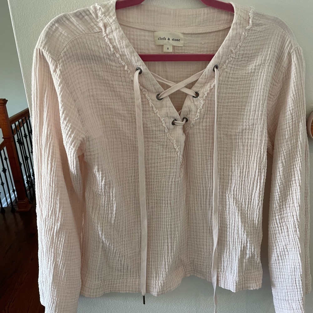 Cloth & Stone Light Pink Long Sleeve Shirt